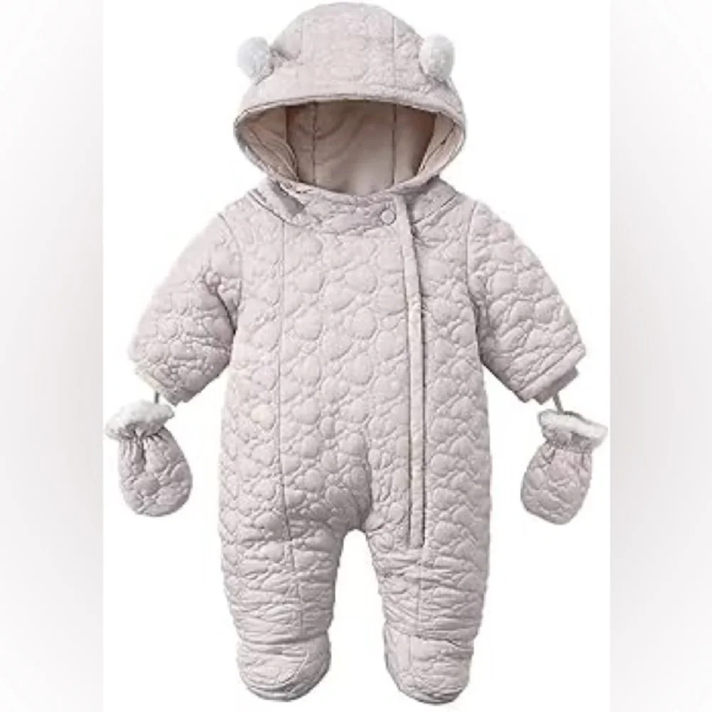 Baby gray textured snowsuit